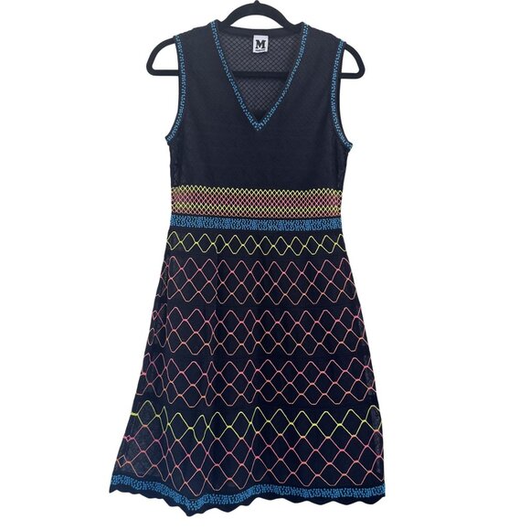 M Missoni Dresses & Skirts - M Missoni Women's Black Sheer Net Pattern Stretch Sleeveless Knee Length Size 6